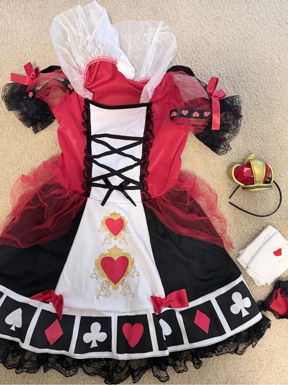 California Costumes Deluxe Queen Child Costume L 10-12 Dress Gloves Halloween